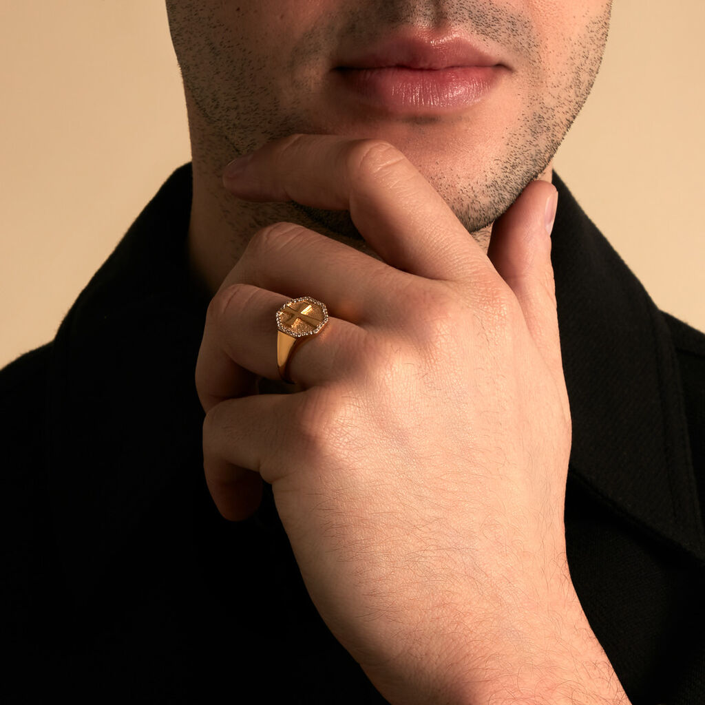 Chevali&egrave;re Erich Or Jaune Oxyde De Zirconium - Bagues de fian&ccedil;ailles Homme | Histoire d&rsquo;Or