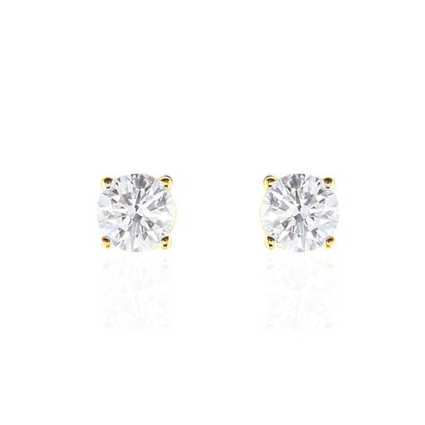 Boucles D'oreilles Puces 4 Griffes Or Jaune Diamant Synthetique - Clous d'oreilles Femme | Histoire d&rsquo;Or