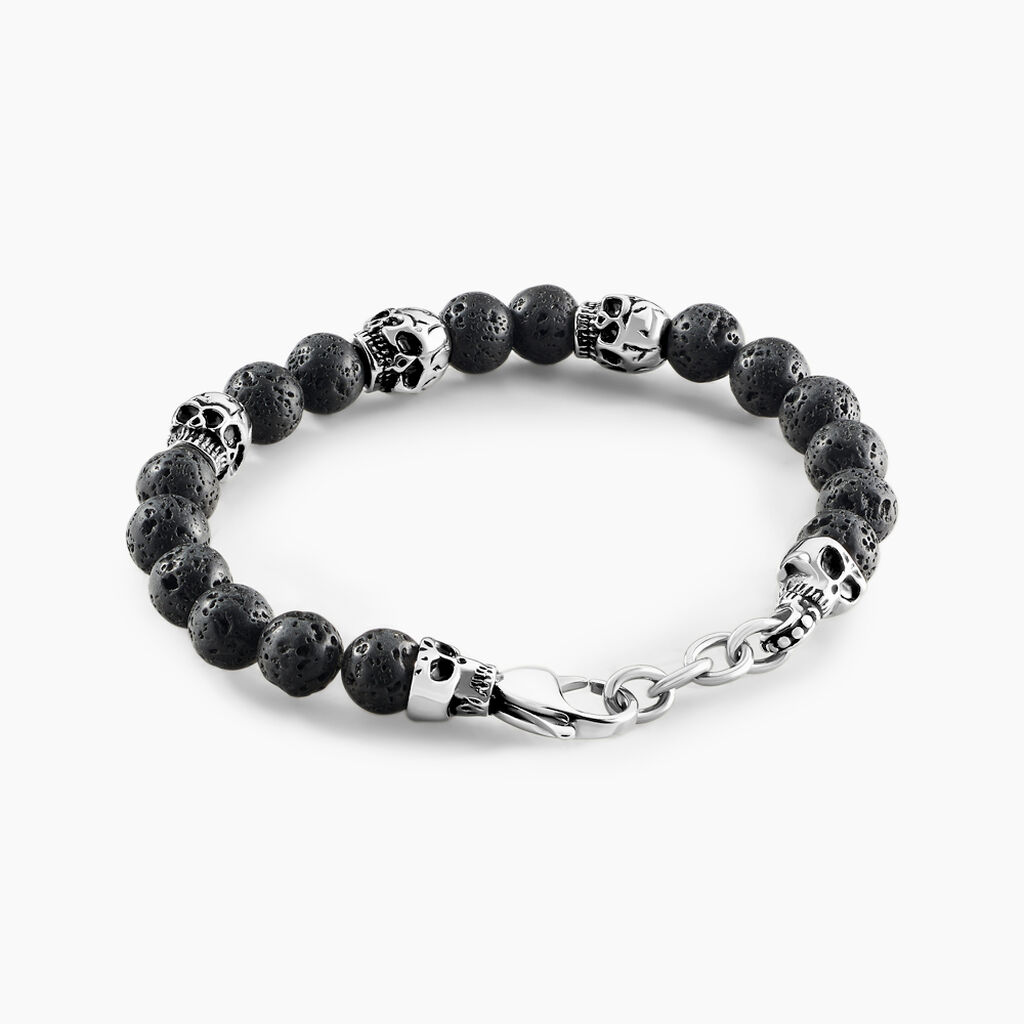 Bracelet Acier Blanc Hantz Pierre De Lave - Bracelets Homme | Histoire d’Or