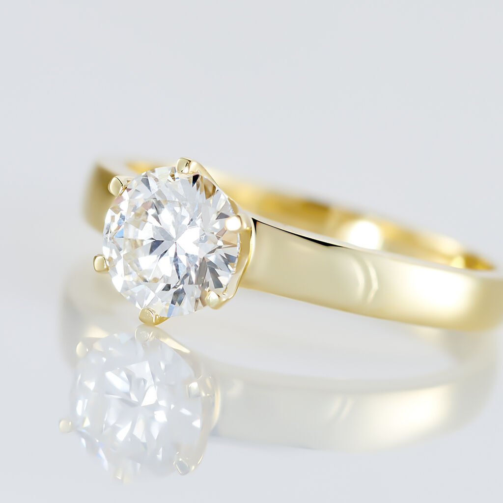 Bague Solitaire Natalia Or Jaune Diamant Synthetique - Bagues solitaires Femme | Histoire d&rsquo;Or