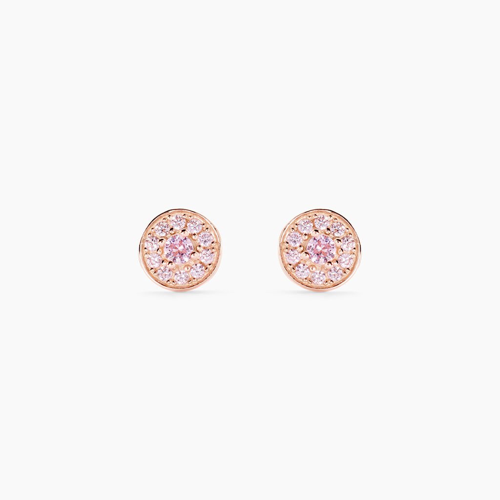 Boucles D'oreilles Puces Auxana Argent Rose Oxyde De Zirconium - Boucles d'oreilles fantaisie Femme | Histoire d&rsquo;Or
