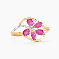 Bague Orchidee Or Bicolore Rubis Diamant