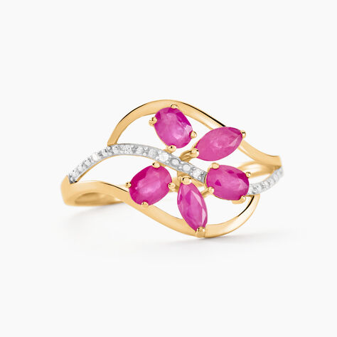 Bague Orchidee Or Bicolore Rubis Diamant - Bagues avec pierre Femme | Histoire d’Or