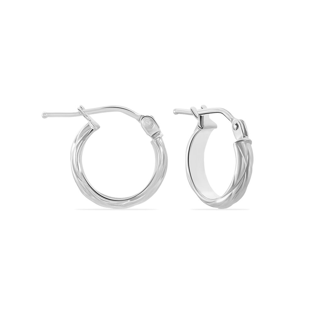 Créoles Ananas Or Blanc - Boucles d'oreilles créoles Femme | Histoire d’Or