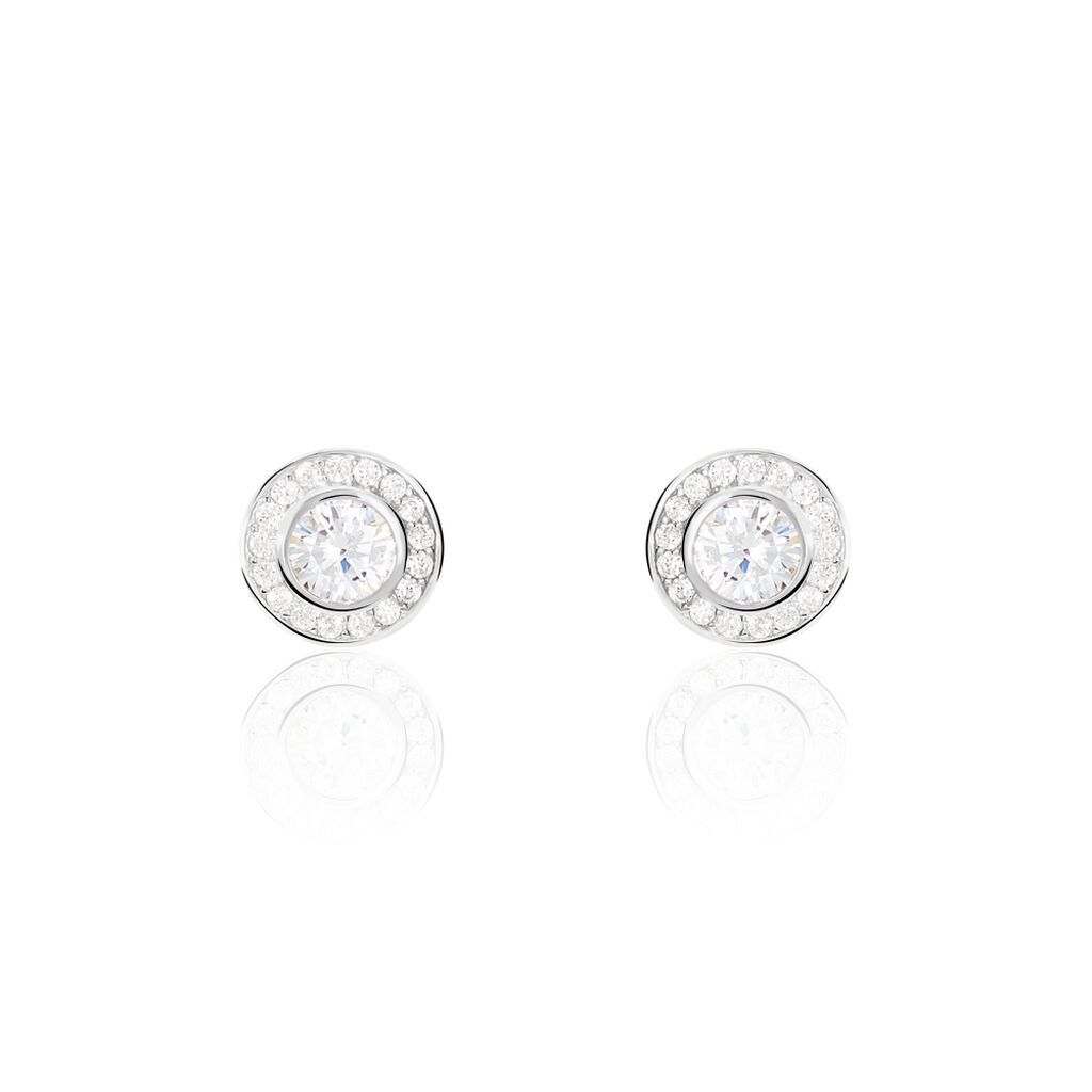 Boucles D'oreilles Puces Marquise Argent Blanc Oxyde De Zirconium - Boucles d'oreilles fantaisie Femme | Histoire d’Or