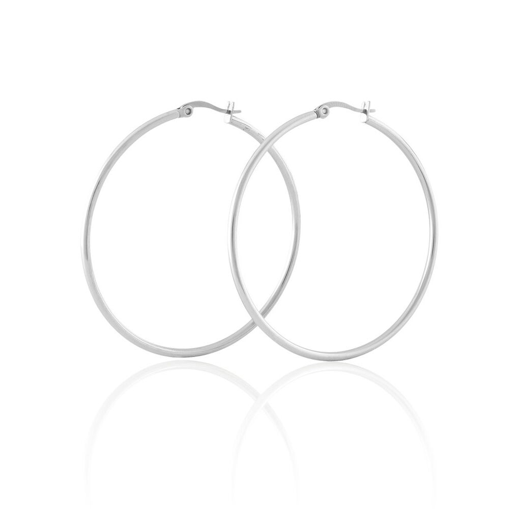 Cr&eacute;oles Carmela Acier Blanc - Boucles d'oreilles cr&eacute;oles Femme | Histoire d&rsquo;Or