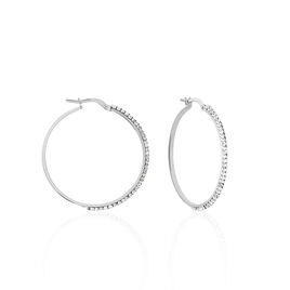 Créoles Sandrine Or Blanc Strass - Boucles d'oreilles créoles Femme | Histoire d’Or