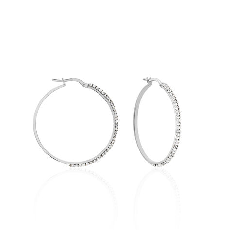Créoles Sandrine Or Blanc Strass - Boucles d'oreilles créoles Femme | Histoire d’Or