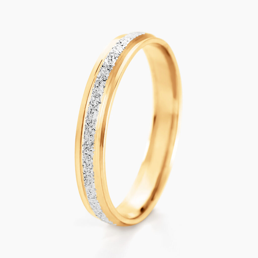 Alliance Caroline Sablee Demi Jonc Classique Or Bicolore - Alliances Femme | Histoire d&rsquo;Or