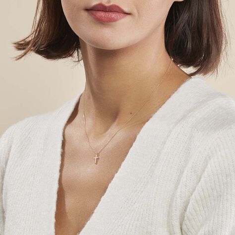 Collier Cobeia Croix Maille Forçat Or Jaune Oxyde De Zirconium - Colliers Femme | Histoire d’Or