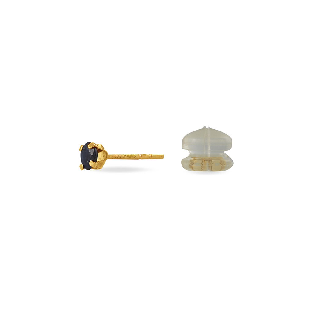 Boucles D'oreilles Puces Elea Serti Griffe Or Jaune Saphir - Clous d'oreilles Femme | Histoire d’Or