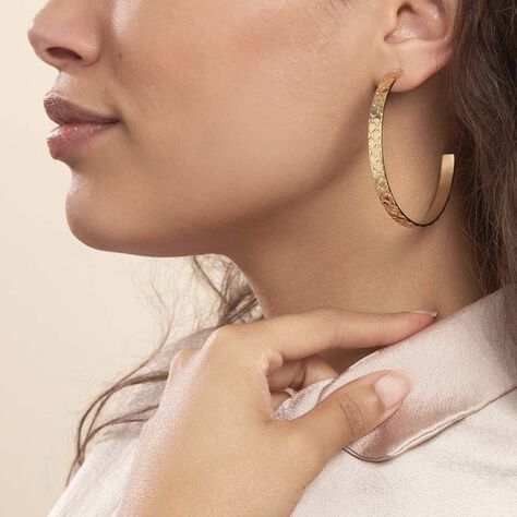 Créoles Abram Acier Jaune - Boucles d'oreilles créoles Femme | Histoire d’Or