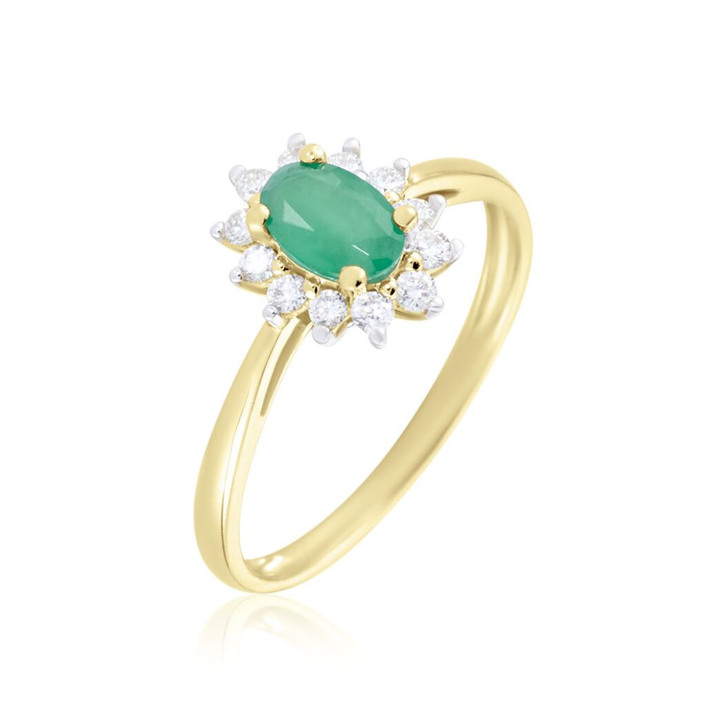 Bague Or Jaune Vladimir  Emeraude Diamants - Bagues solitaires Femme | Histoire d’Or