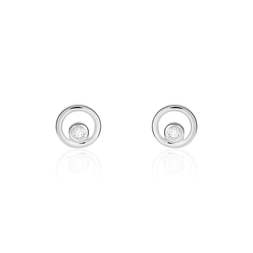 Boucles D'oreilles Puces Fidelia Or Blanc Diamant - Clous d'oreilles Femme | Histoire d’Or