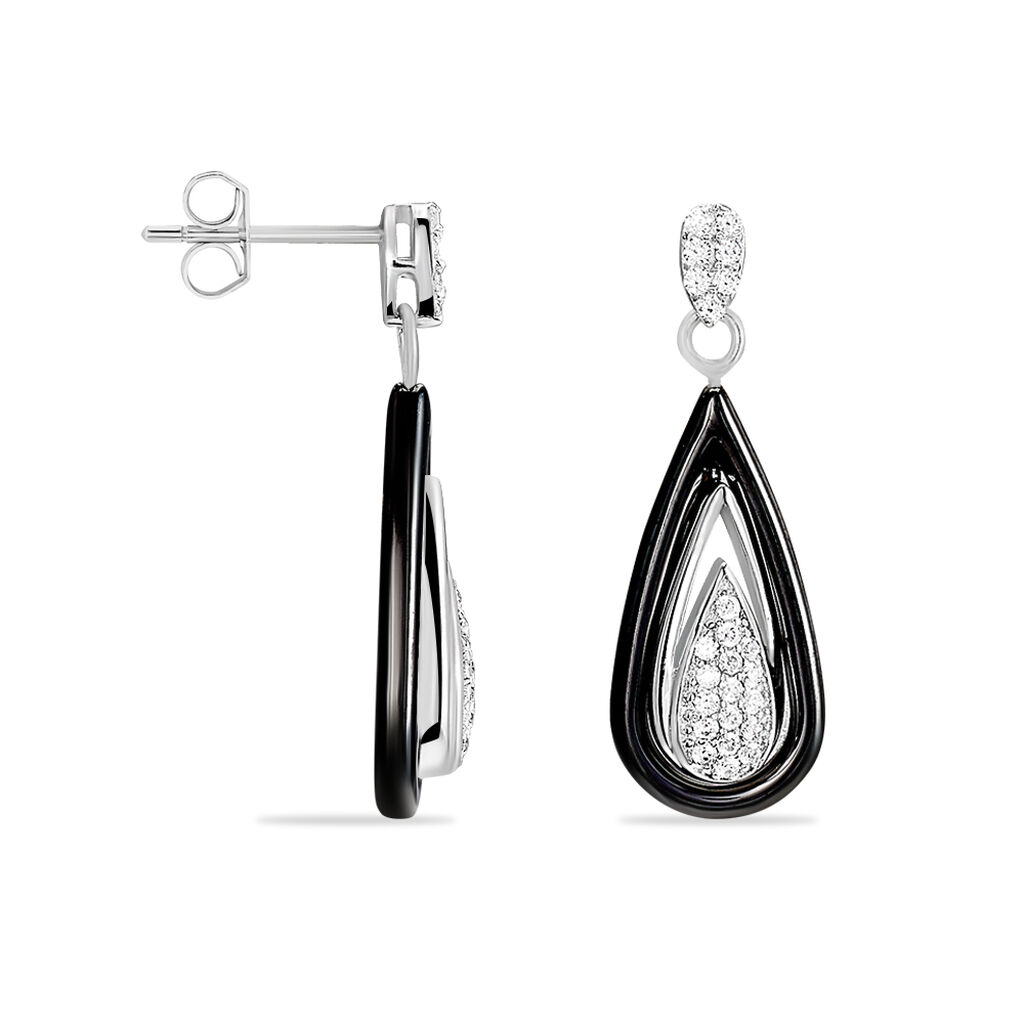Boucles D'oreilles Pendantes Marina Cera Argent  Céramique Et Oxyde - Boucles d'oreilles pendantes Femme | Histoire d’Or