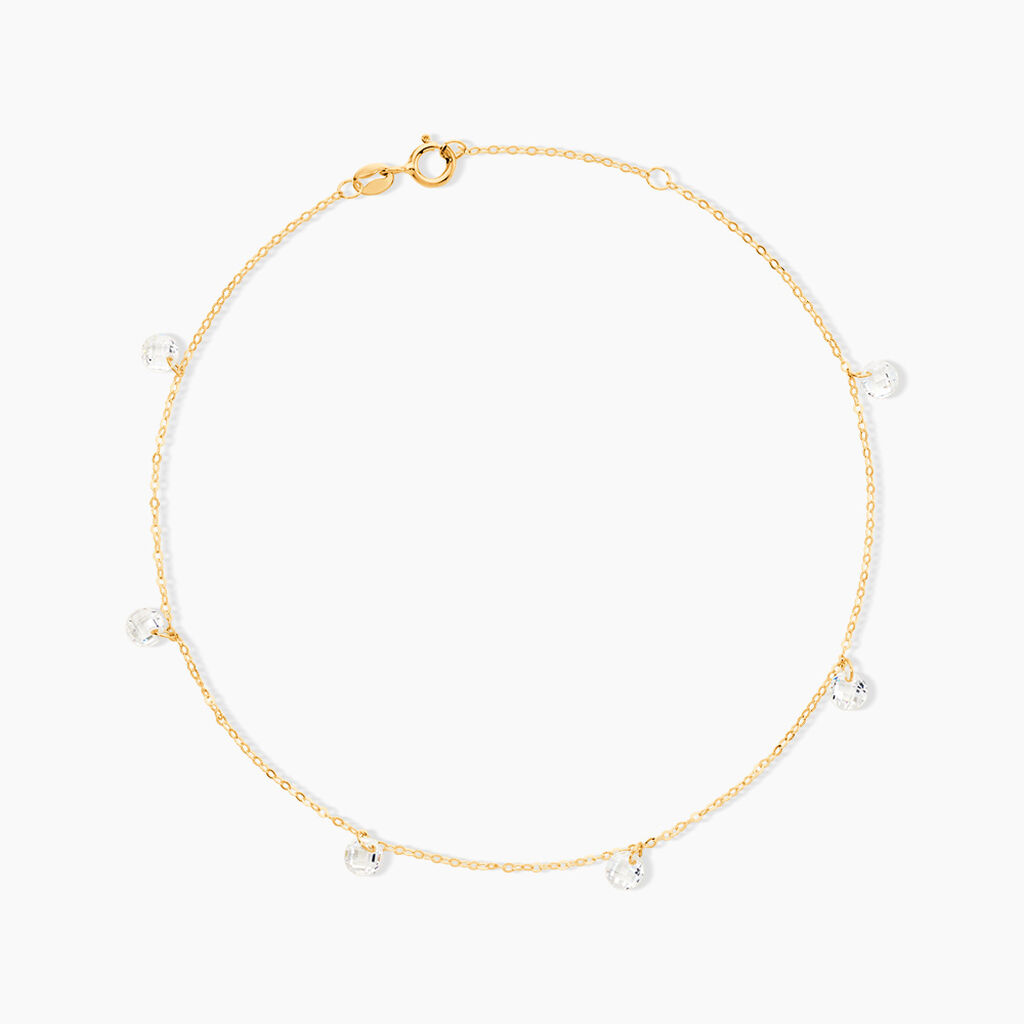 Chaine De Cheville Or Jaune Leucitica Oxydes De Zirconium - Cha&icirc;nes de cheville Femme | Histoire d&rsquo;Or