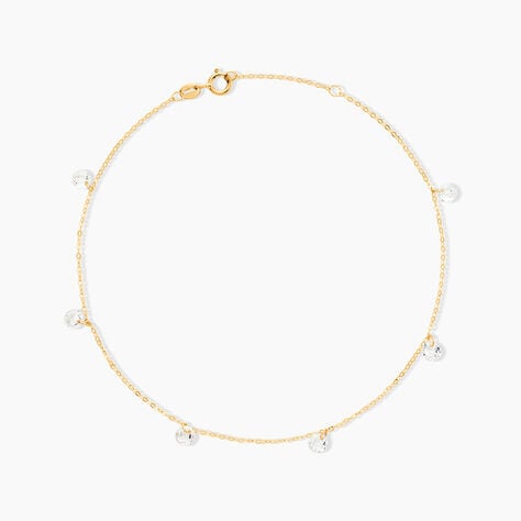 Chaine De Cheville Or Jaune Leucitica Oxydes De Zirconium - Cha&icirc;nes de cheville Femme | Histoire d&rsquo;Or