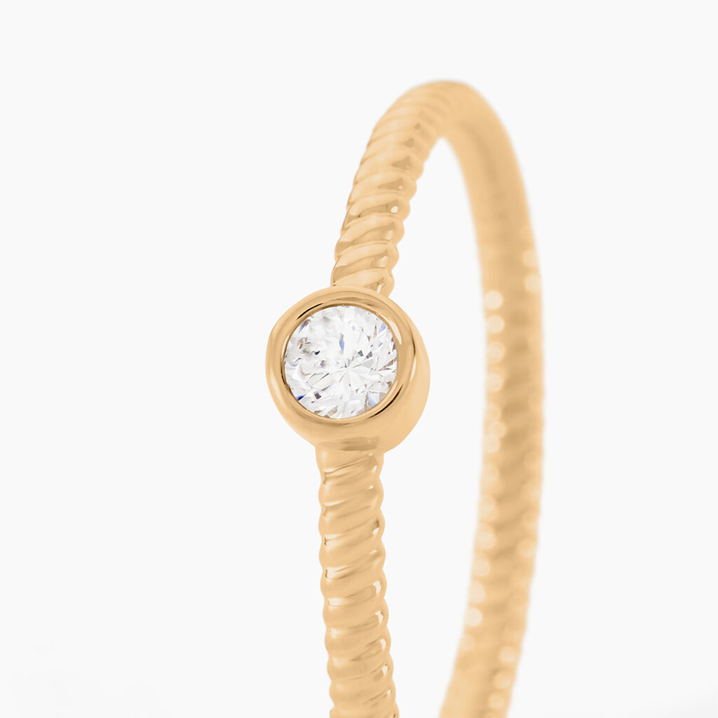 Bague Lyza Plaque Or Jaune Oxyde De Zirconium - Bagues solitaires Femme | Histoire d&rsquo;Or