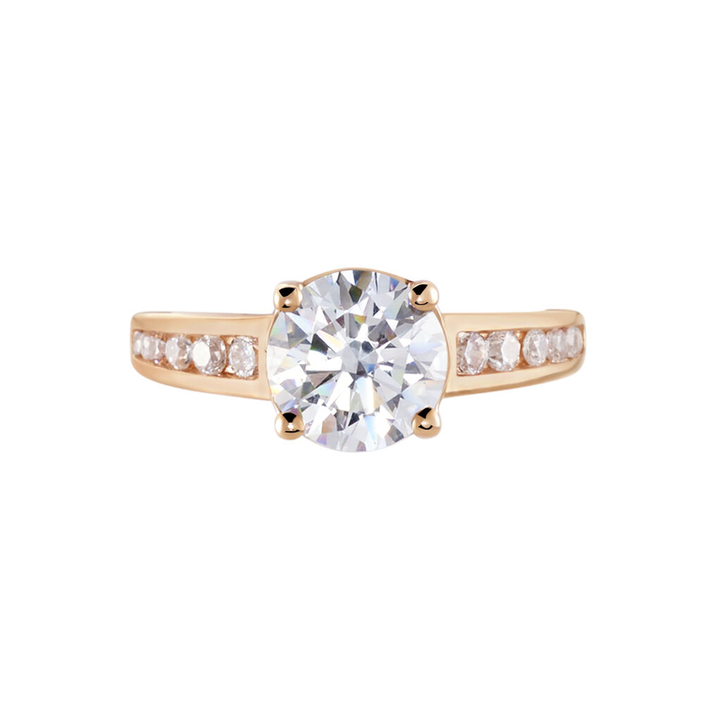 Bague Tatjana Or Rose Oxyde De Zirconium - Bagues solitaires Femme | Histoire d&rsquo;Or