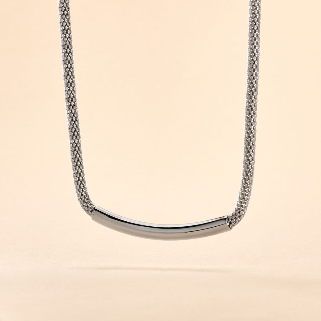 Collier Amadeo Maille Popcorn Acier Blanc - Colliers fantaisie Femme | Histoire d&rsquo;Or