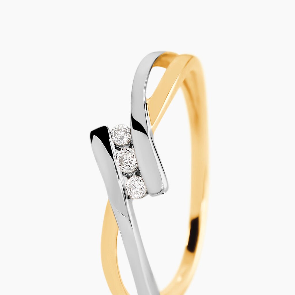 Bague Brixia Or Bicolore Diamant - Bagues avec pierre Femme | Histoire d&rsquo;Or