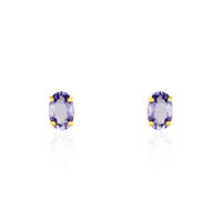 Boucles D'oreilles Puces Elea Serti Griffe Or Jaune Amethyste