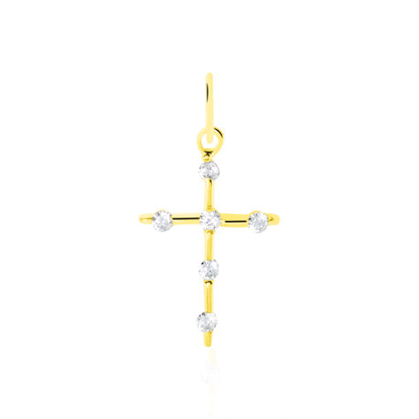 Pendentif Canice Croix Or Jaune Oxyde De Zirconium - Pendentifs Communion Femme | Histoire d’Or