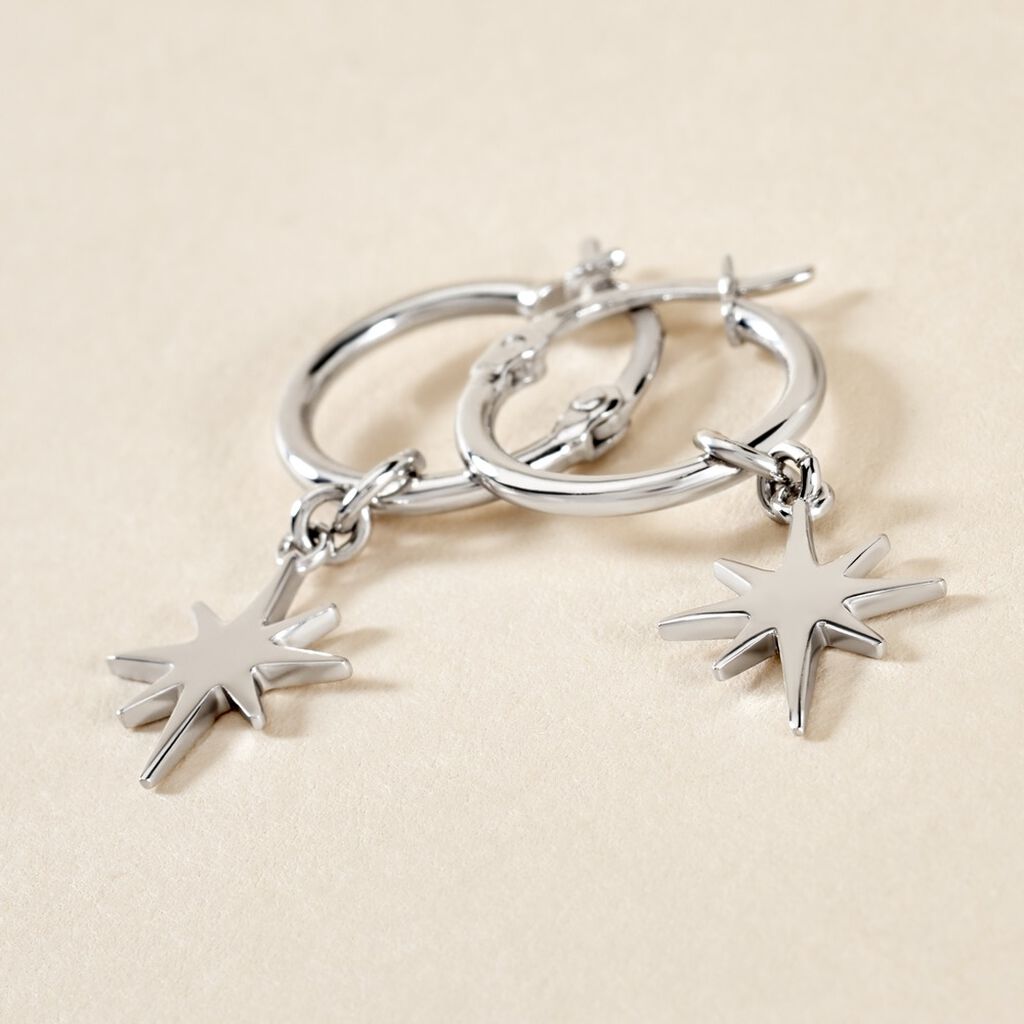 Créoles Pearce Argent Blanc - Boucles d'oreilles créoles Femme | Histoire d’Or