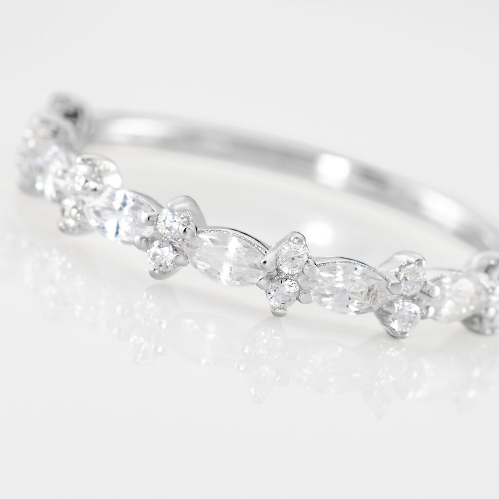 Bague Argent Blanc Eclat D'Aurore Oxydes De Zirconium - Bagues avec pierre Femme | Histoire d&rsquo;Or
