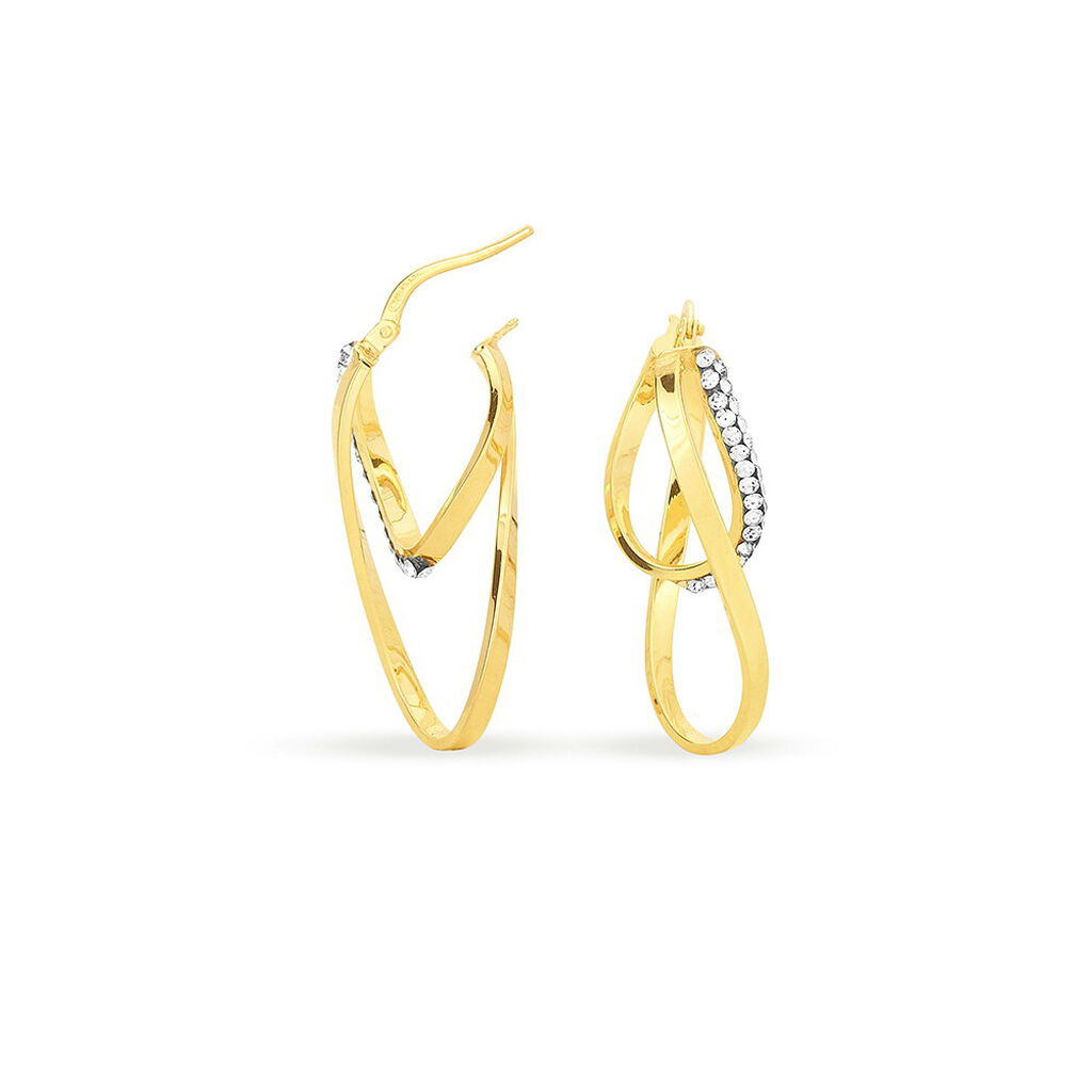 Créoles Luna Or Jaune Strass - Boucles d'oreilles créoles Femme | Histoire d’Or