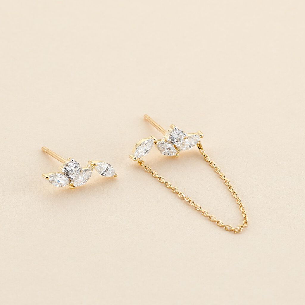 Bijoux D'oreilles Krystine Or Jaune Oxyde De Zirconium - Ear cuffs Femme | Histoire d’Or