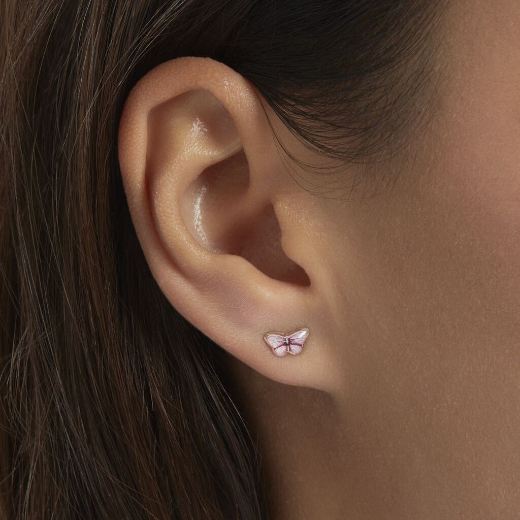 Boucles D'oreilles Puces Sulivia Papillon Or Jaune - Clous d'oreilles Enfant | Histoire d’Or