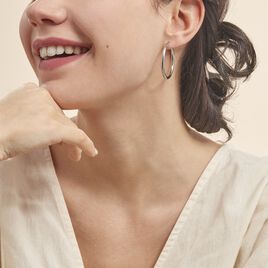 Créoles Anne Lisse Argent Blanc - Boucles d'oreilles créoles Femme | Histoire d’Or
