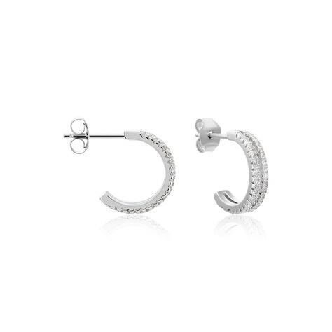 Créoles Sariah Argent Blanc Oxyde De Zirconium - Boucles d'oreilles créoles Femme | Histoire d’Or