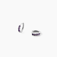 Créoles Leatrice Or Blanc Amethyste Violet