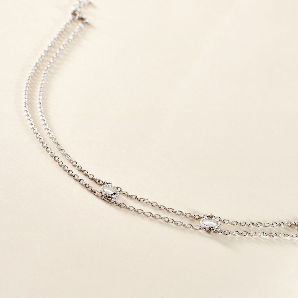 Collier Sixties Argent Blanc - Ras de cou Femme | Histoire d&rsquo;Or