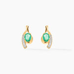 Bijoux D'oreilles Emotion Or Jaune Emeraude Diamant - Clous d'oreilles Femme | Histoire d&rsquo;Or