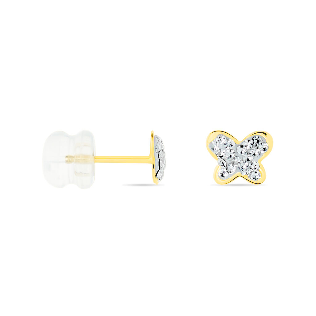 Boucles D'oreilles Puces Or Jaune Cercis Strass - Clous d'oreilles Famille | Histoire d’Or