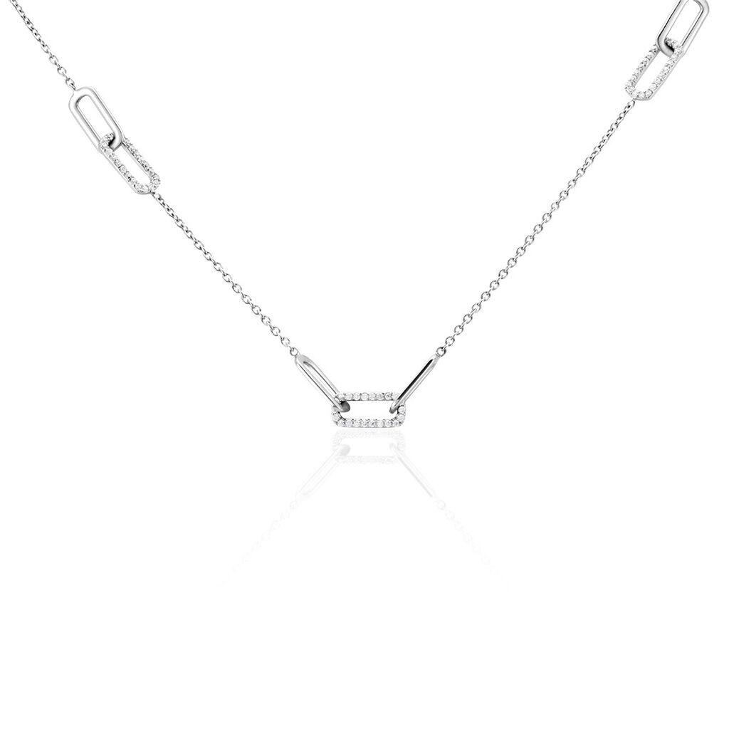 Collier Trait D’union Argent Blanc Oxyde De Zirconium