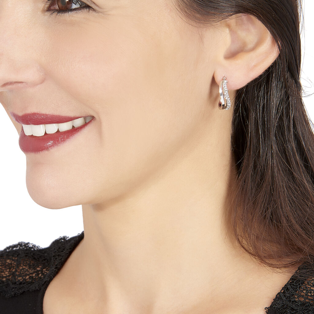 Créoles Hekate Or Blanc Strass - Boucles d'oreilles créoles Femme | Histoire d’Or