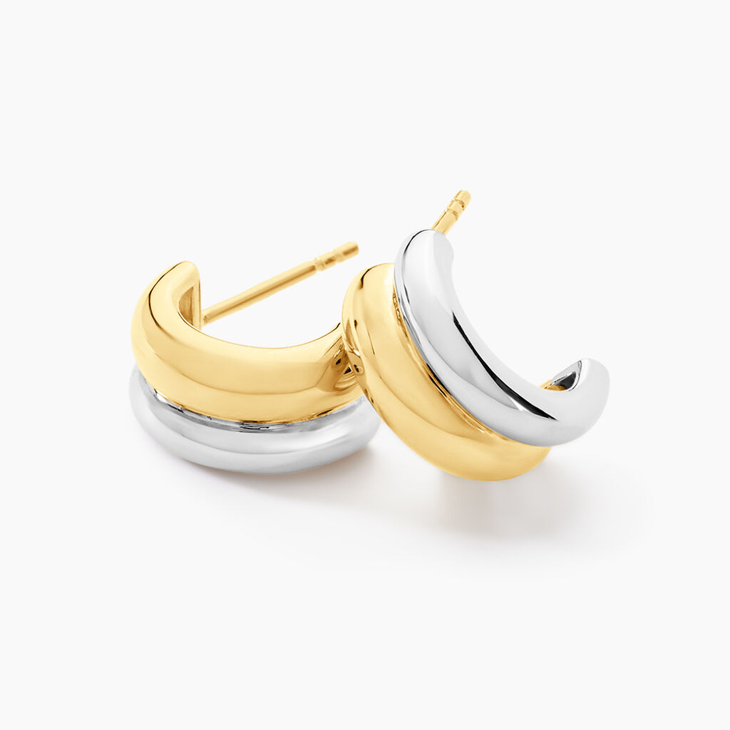 Créoles Egerie Argent Bicolore - Boucles d'oreilles créoles Femme | Histoire d’Or