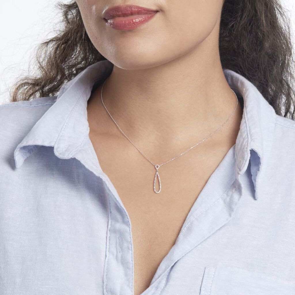 Collier Or Blanc Peregrina Diamants - Colliers Femme | Histoire d’Or