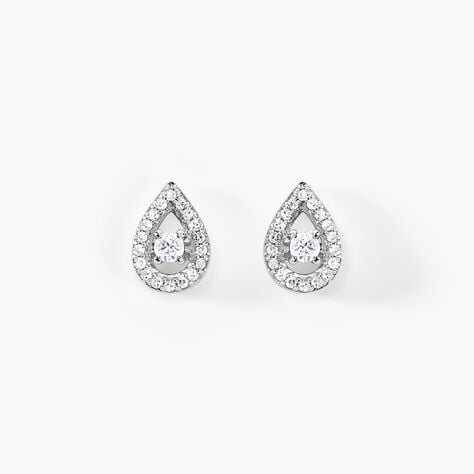 Boucles D'oreilles Puces Domitia Or Blanc Diamant - Clous d'oreilles Femme | Histoire d&rsquo;Or