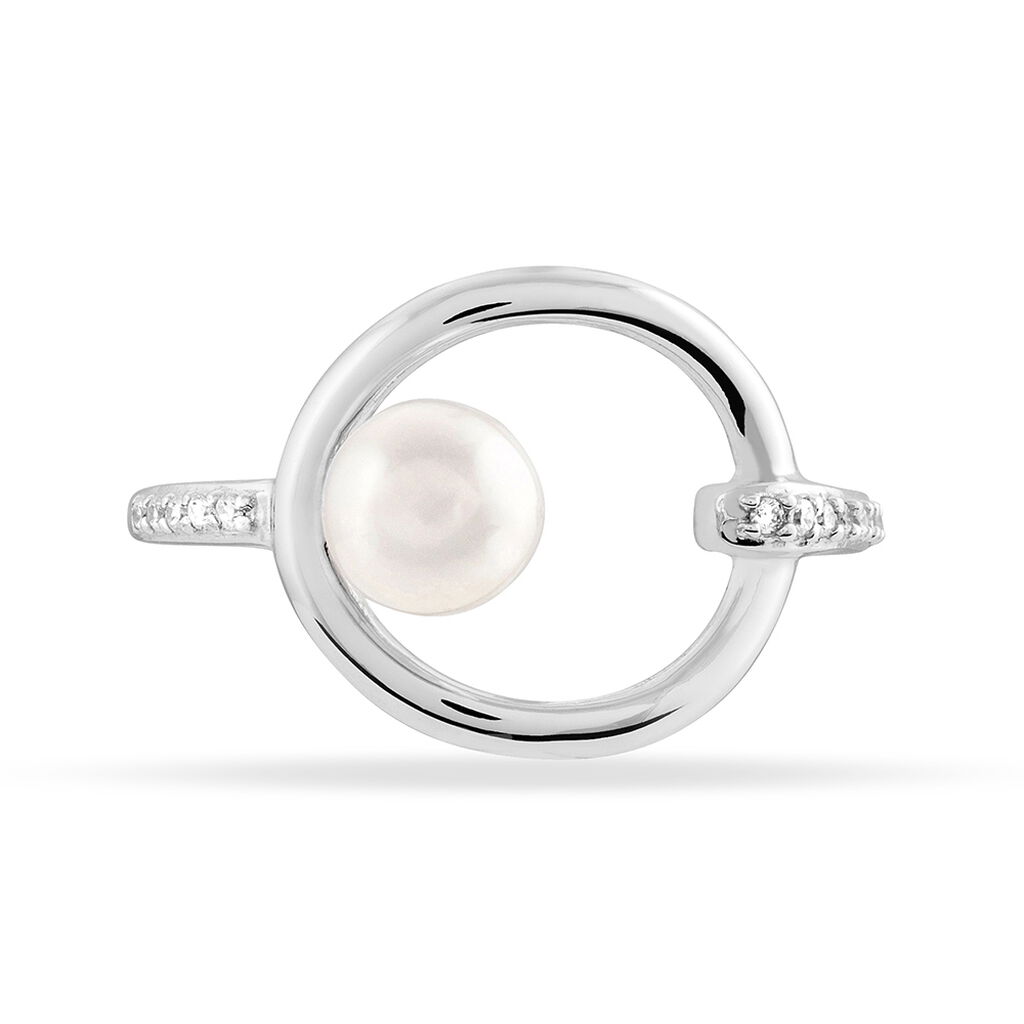 Bague Tiguide Argent Blanc Perle D'imitation Et Oxyde De Zirconium - Bagues solitaires Femme | Histoire d’Or