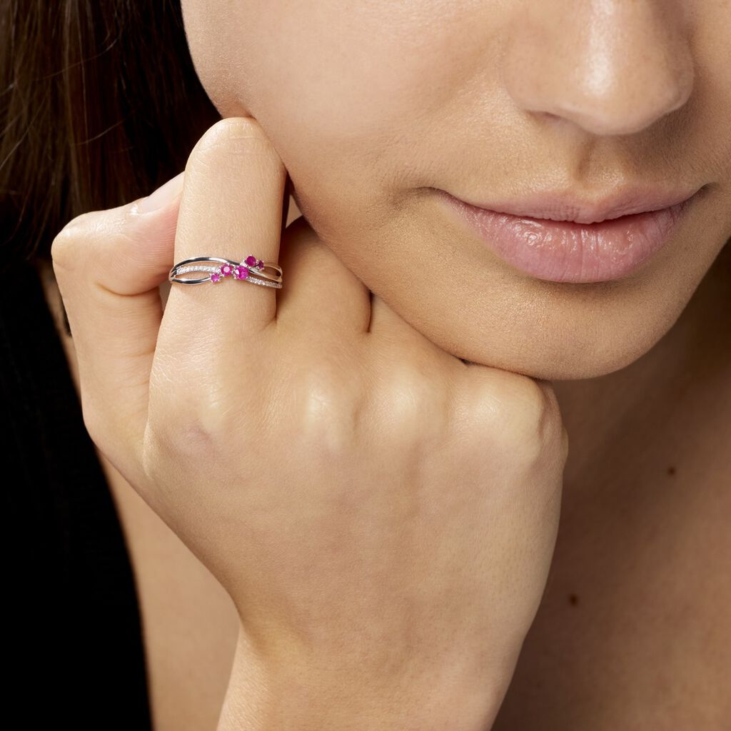 Bague Amarylis Or Blanc Rubis Diamant - Bagues avec pierre Femme | Histoire d’Or