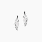Boucles D'oreilles Puces Feath Argent Blanc Oxyde De Zirconium - Boucles d'oreilles fantaisie Femme | Histoire d&rsquo;Or