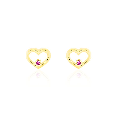 Boucles D'oreilles Puces Martella Or Jaune Rubis - Clous d'oreilles Femme | Histoire d’Or