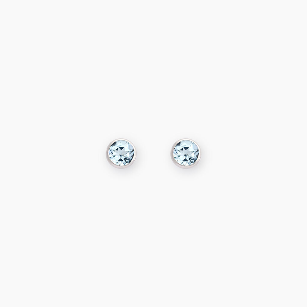 Boucles D'oreilles Puces Edy Serti Clos Or Blanc Topaze - Clous d'oreilles Femme | Histoire d&rsquo;Or