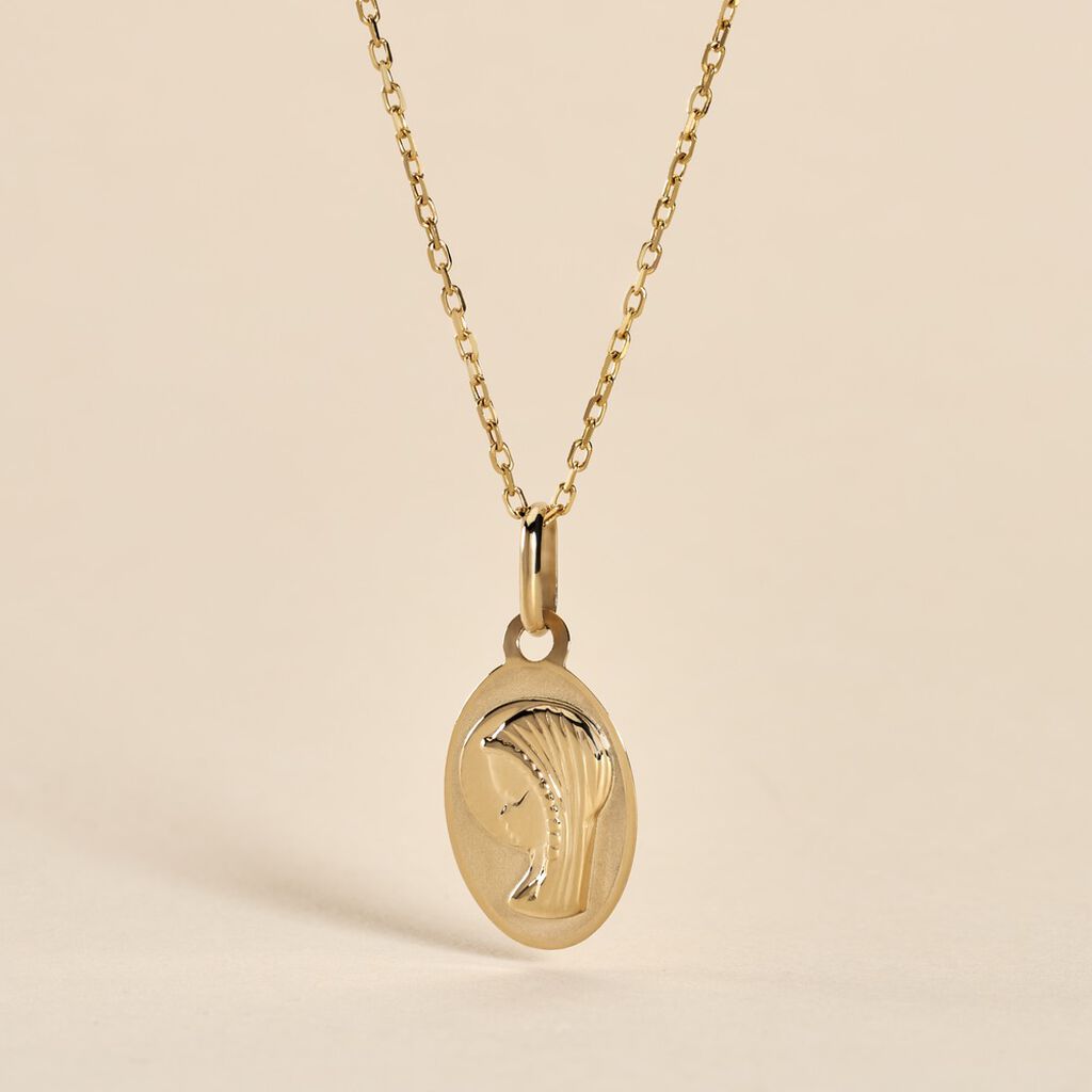 Pendentif Vierge Ovale Or Jaune - Pendentifs Baptême Famille | Histoire d’Or
