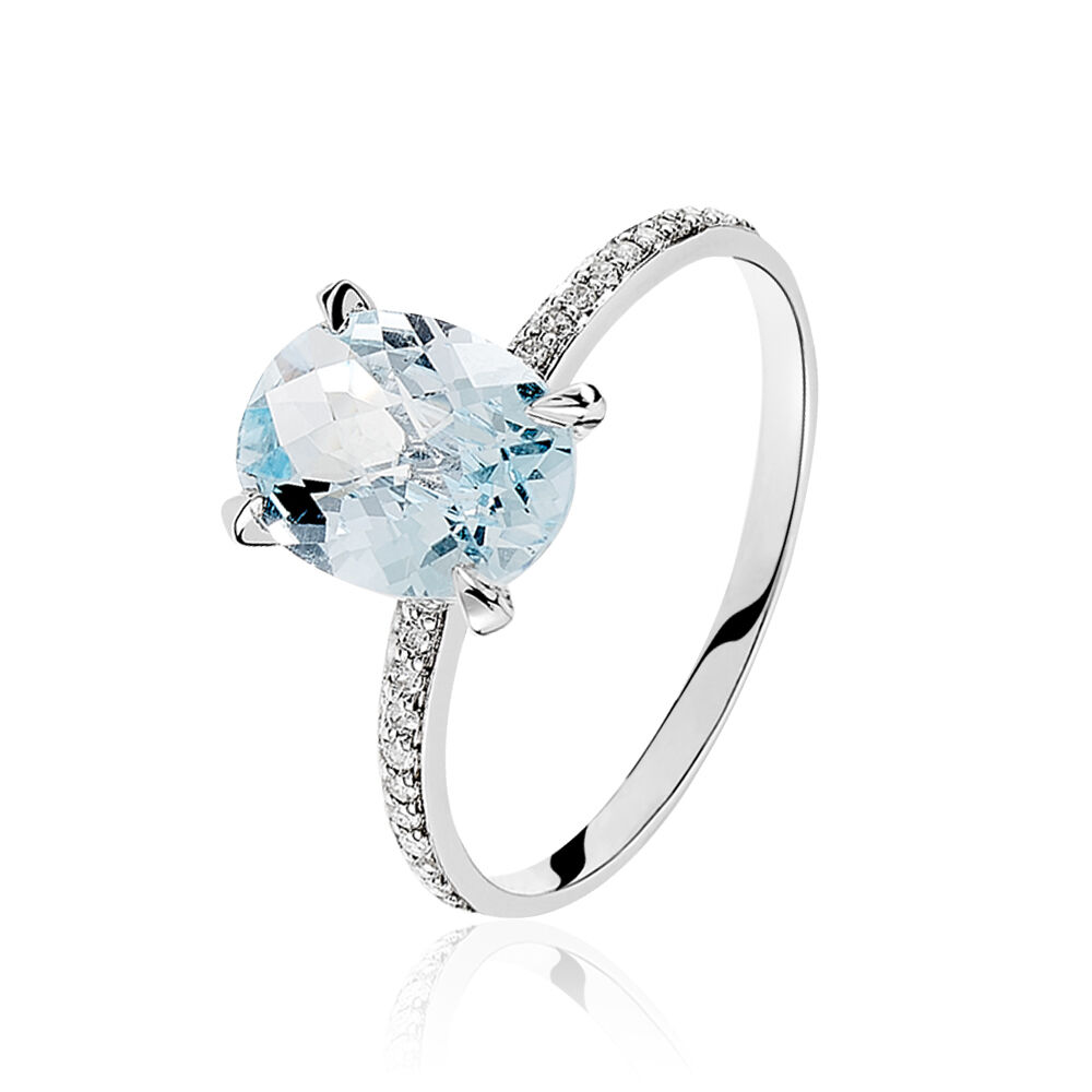 Bague Or Blanc Topaze Et Diamant